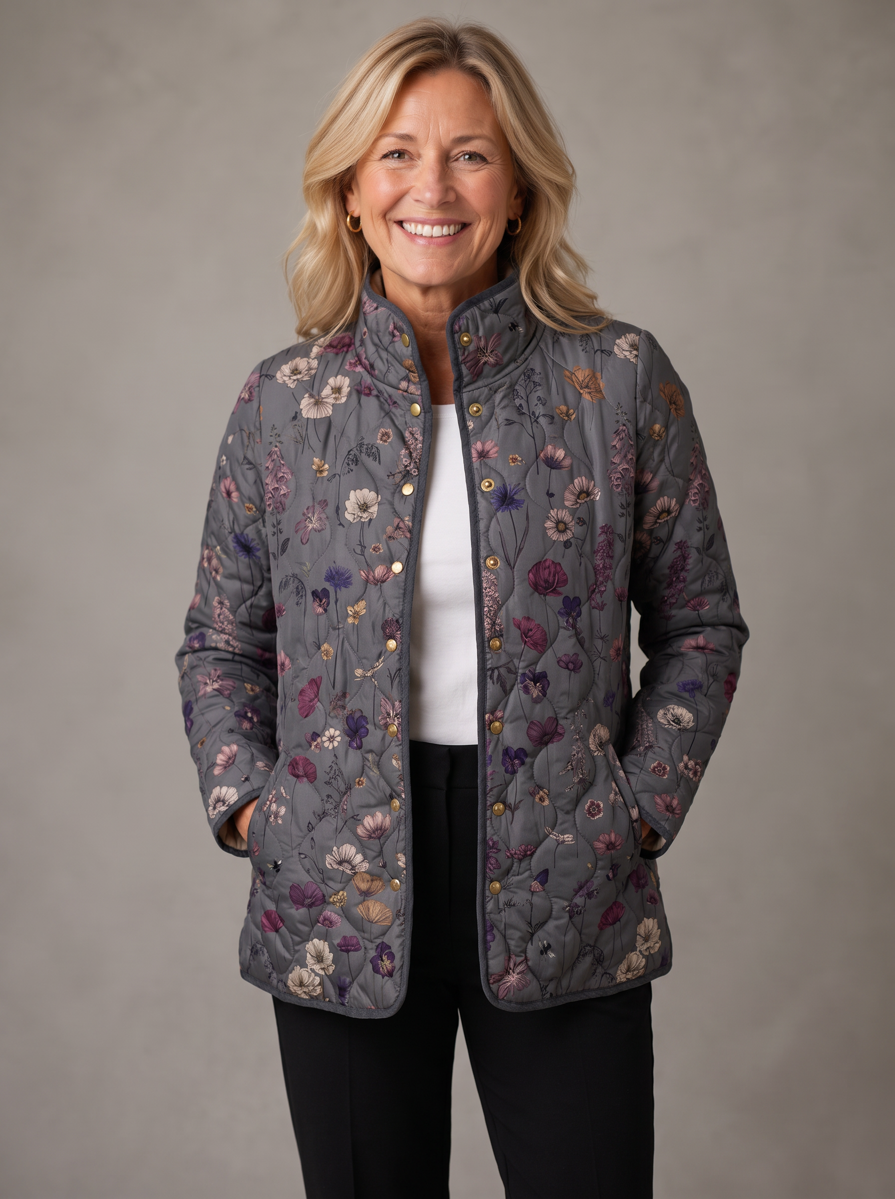 Niva | Vintage Floral Print Quilted Jacket