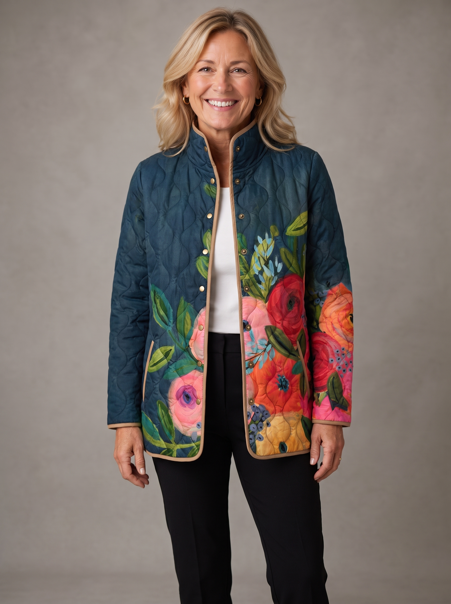 Lottie | Hand-Painted Floral Quilted Jacket
