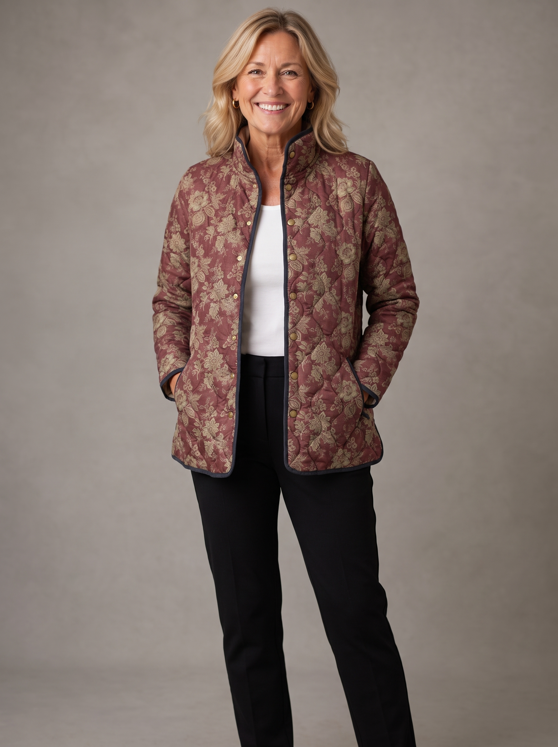Delilah | Plum Damask Quilted Jacket