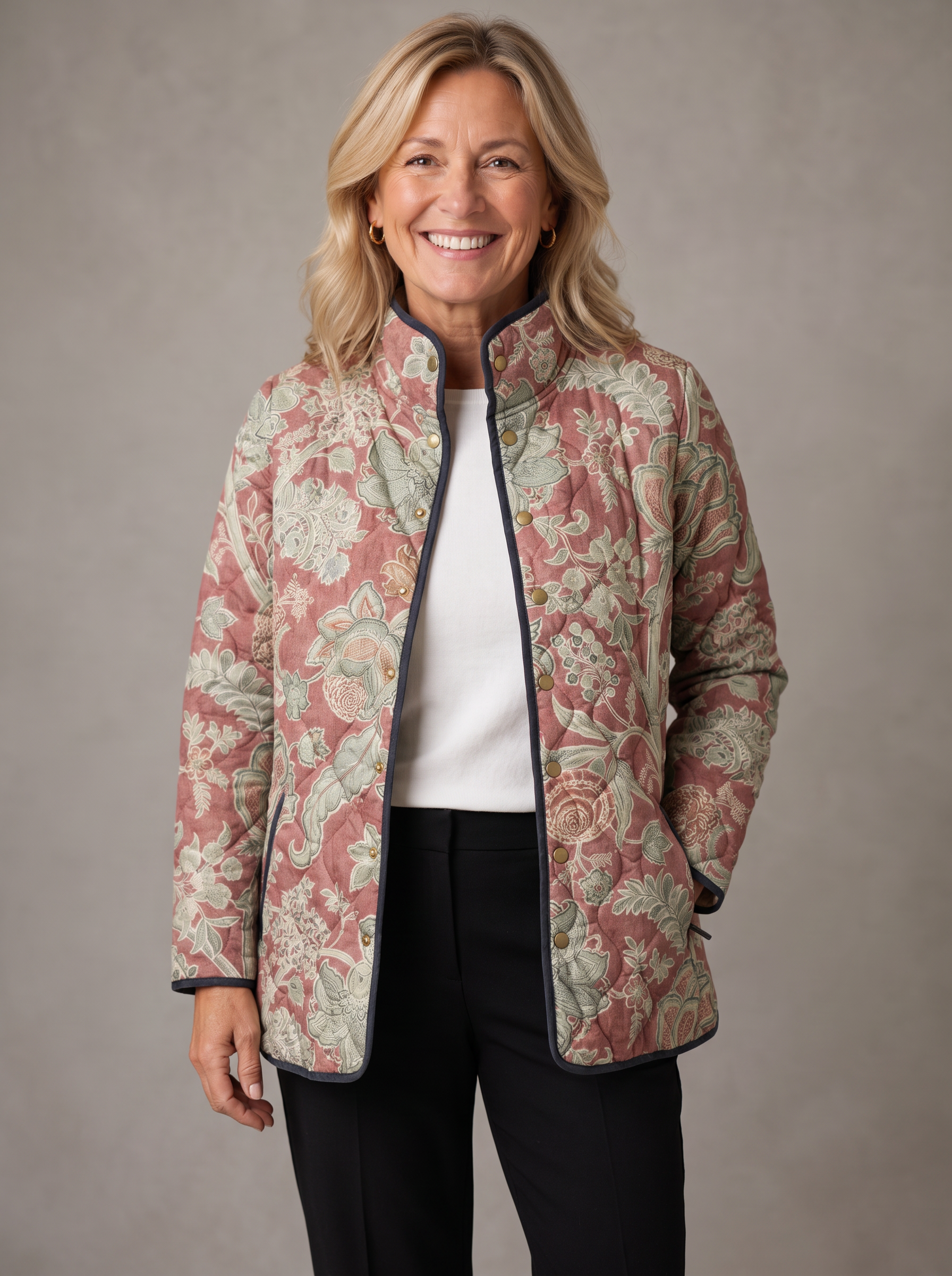 Naya | Vintage Floral Casual Quilted Jacket
