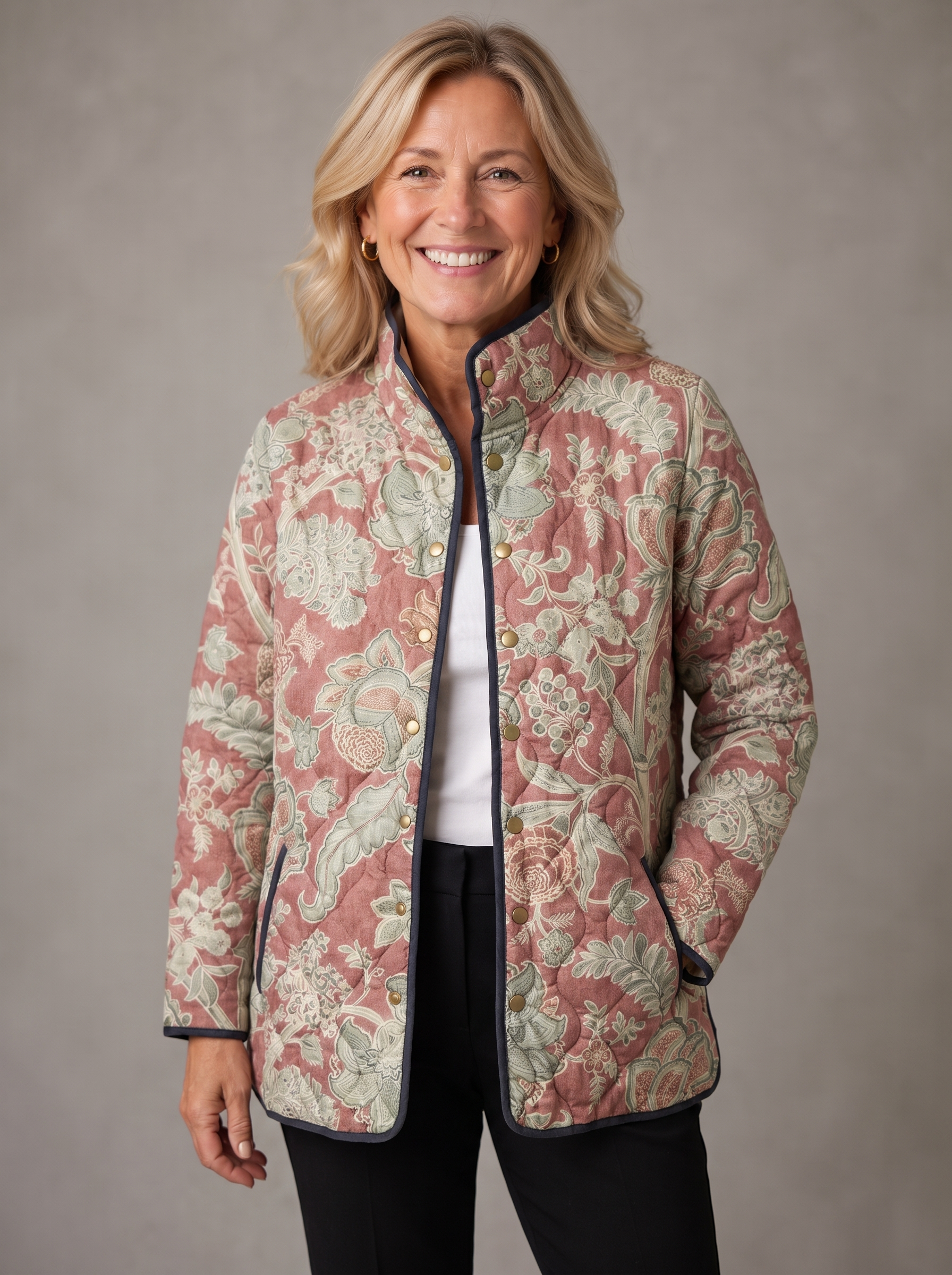 Naya | Vintage Floral Casual Quilted Jacket