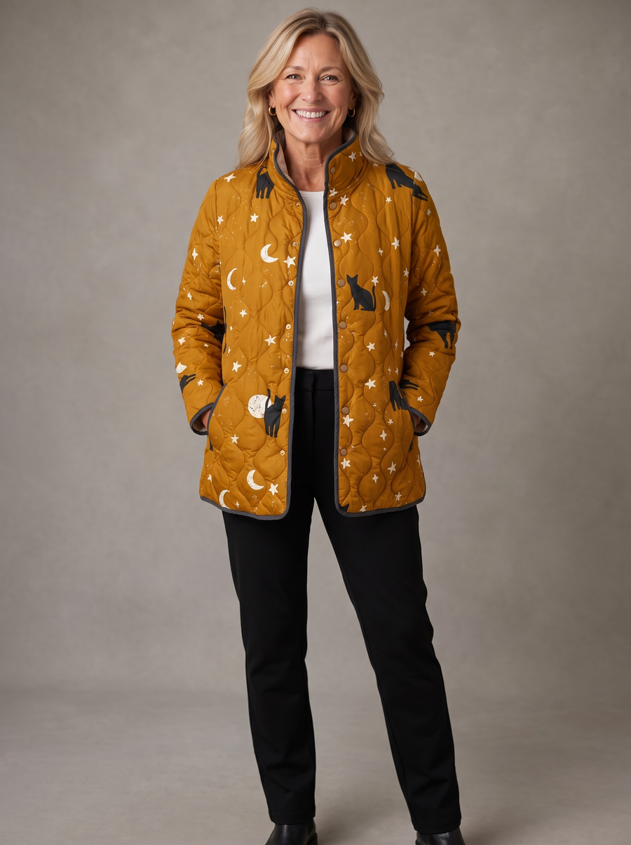 Thea | Cats and Stars Quilted Jacket