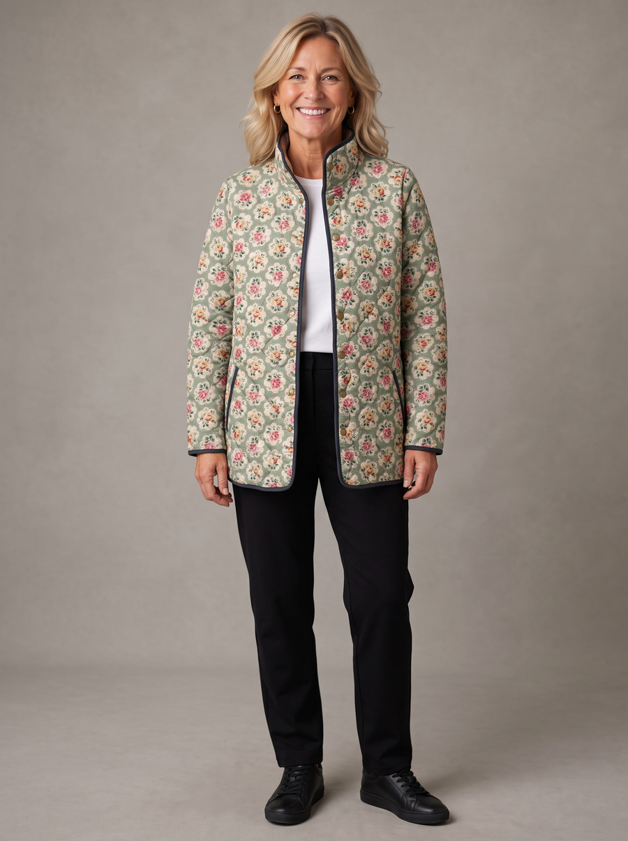 Edith | Floral Tapestry Quilted Jacket