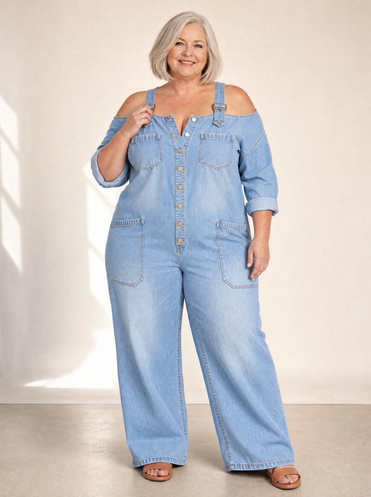 Sorrel | Off-Shoulder Wide-Leg Denim Jumpsuit