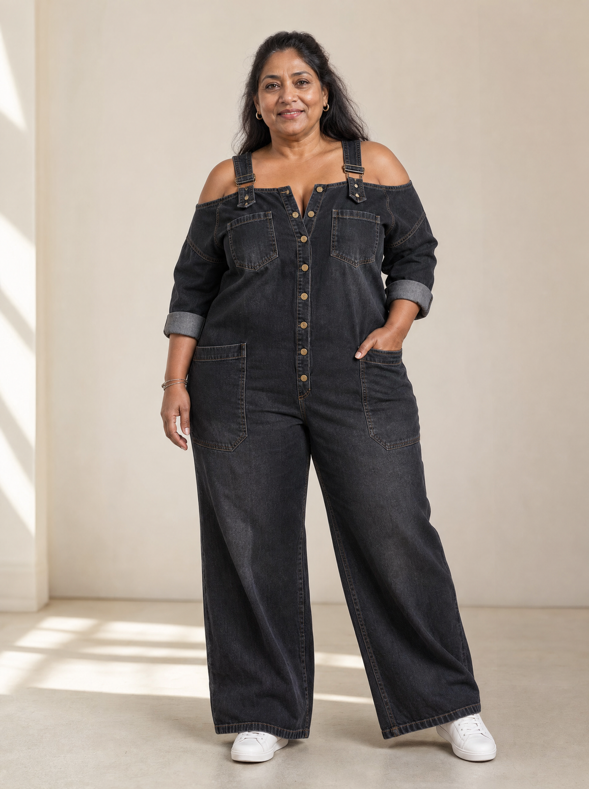 Sorrel | Off-Shoulder Wide-Leg Denim Jumpsuit