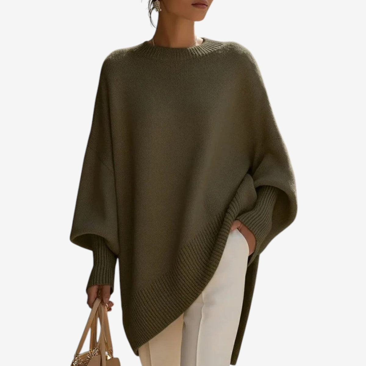 Helene | Asymmetric Knit Poncho