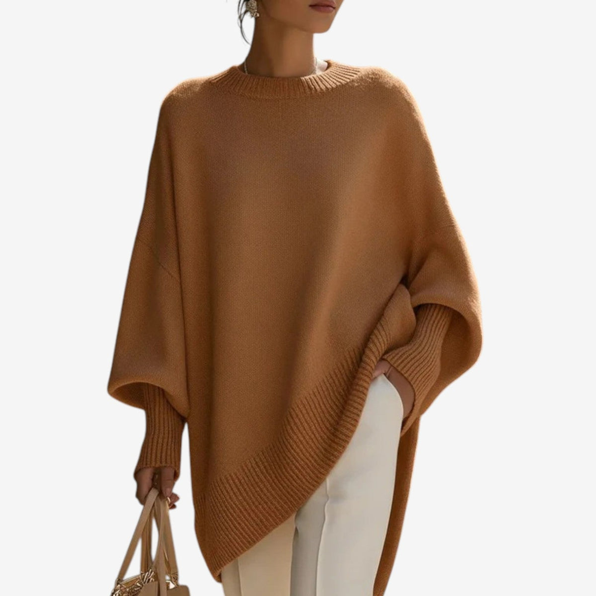 Helene | Asymmetric Knit Poncho