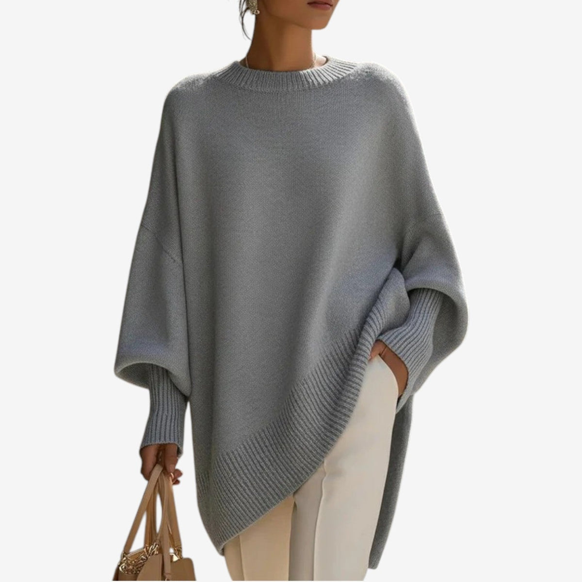Helene | Asymmetric Knit Poncho