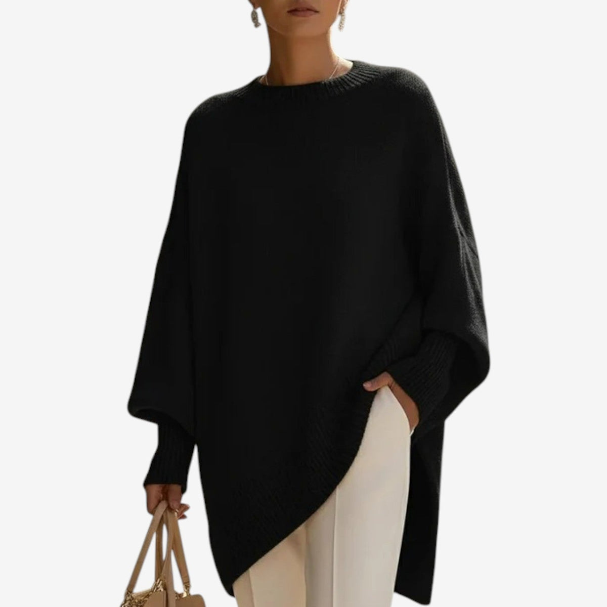 Helene | Asymmetric Knit Poncho