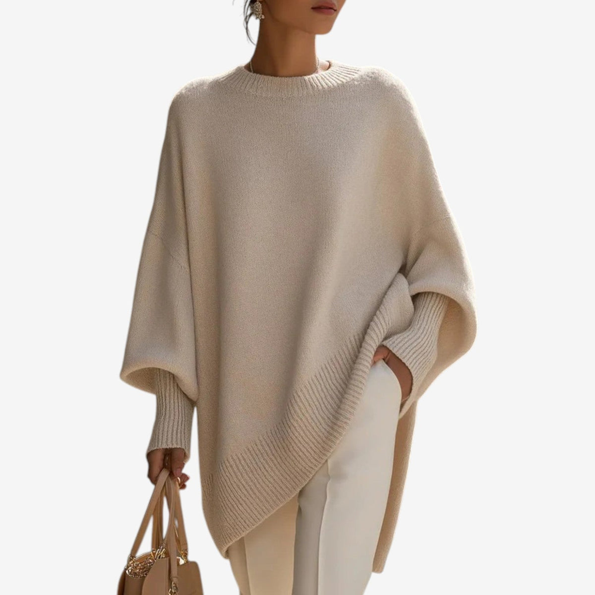 Helene | Asymmetric Knit Poncho