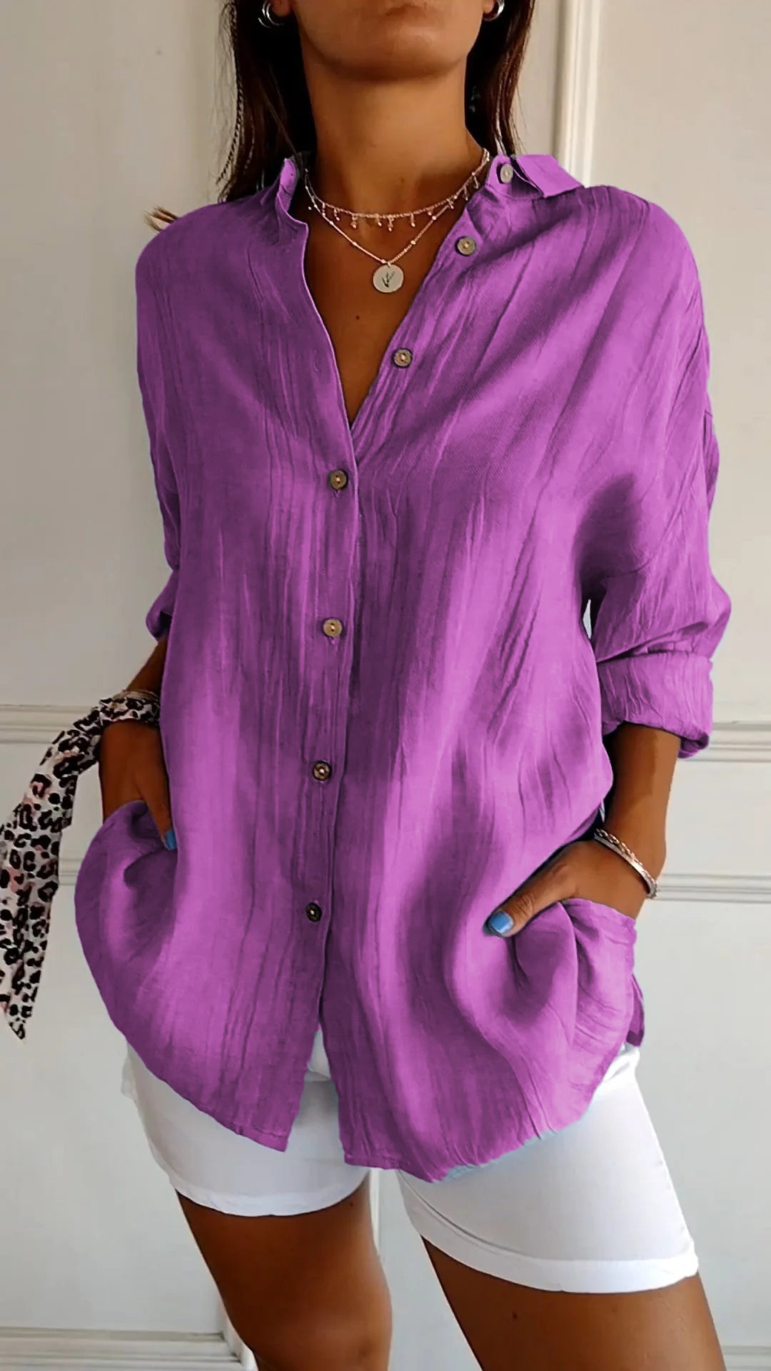 Clara - Elegant Solid Color Commuter Blouse