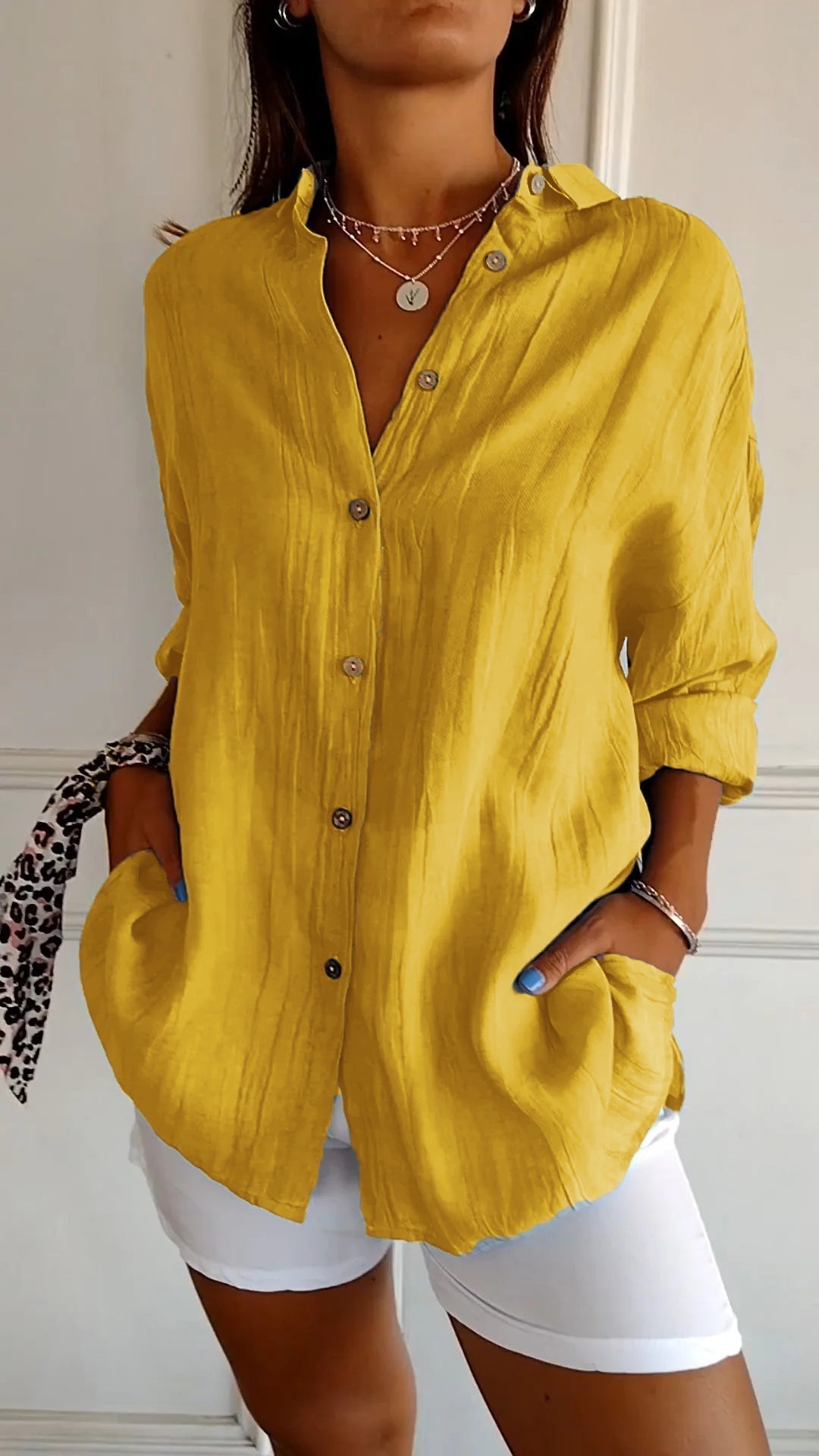 Clara - Elegant Solid Color Commuter Blouse