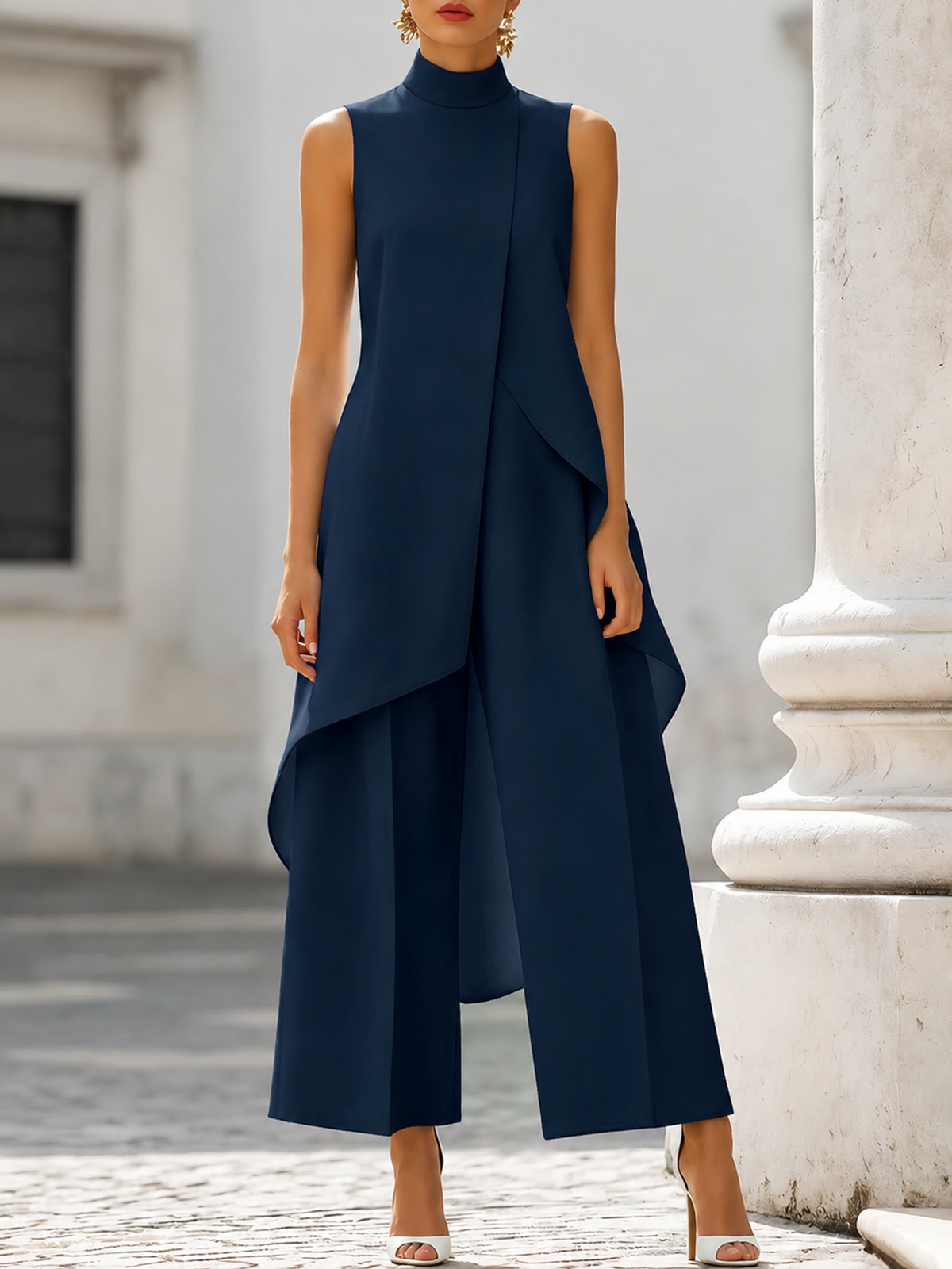 Catalina | Asymmetric Layered Wide-Leg Jumpsuit