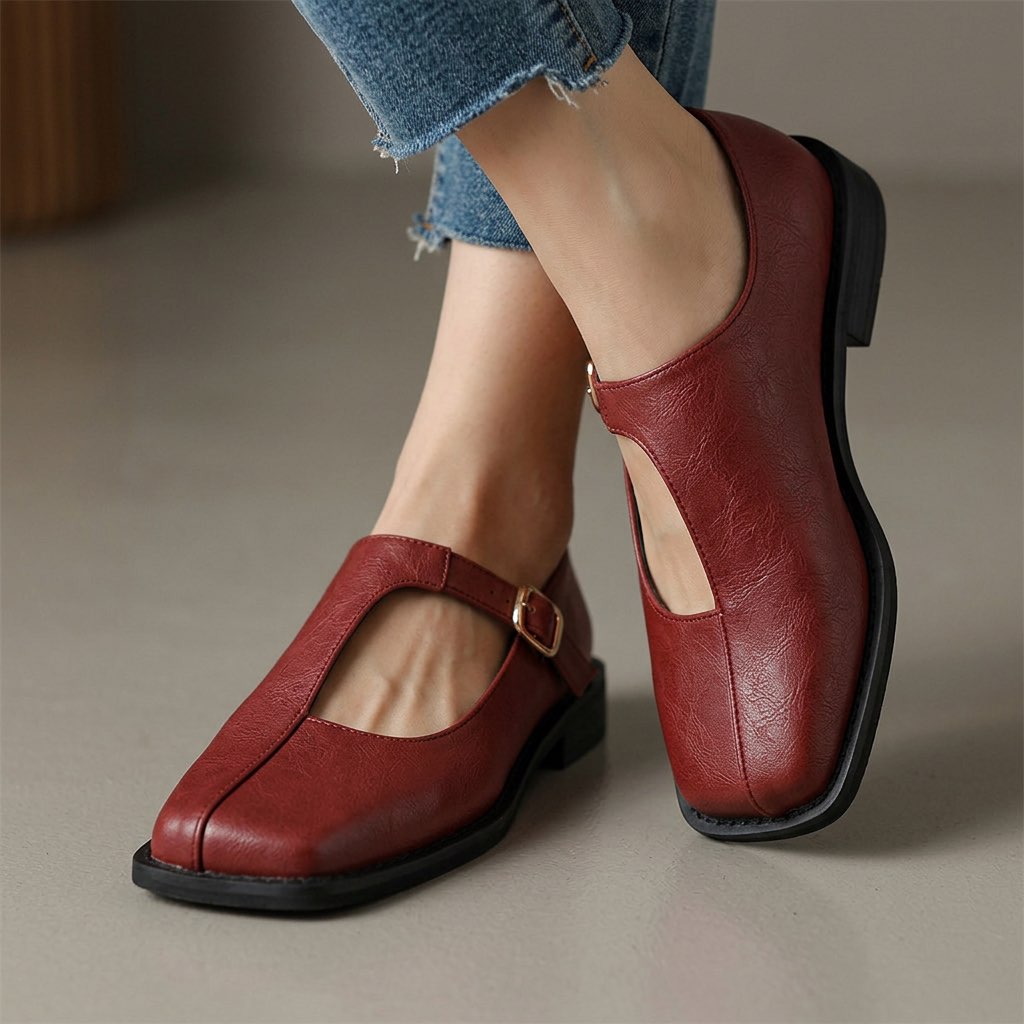 Elvie | Classic T-Strap Mary Jane Flats