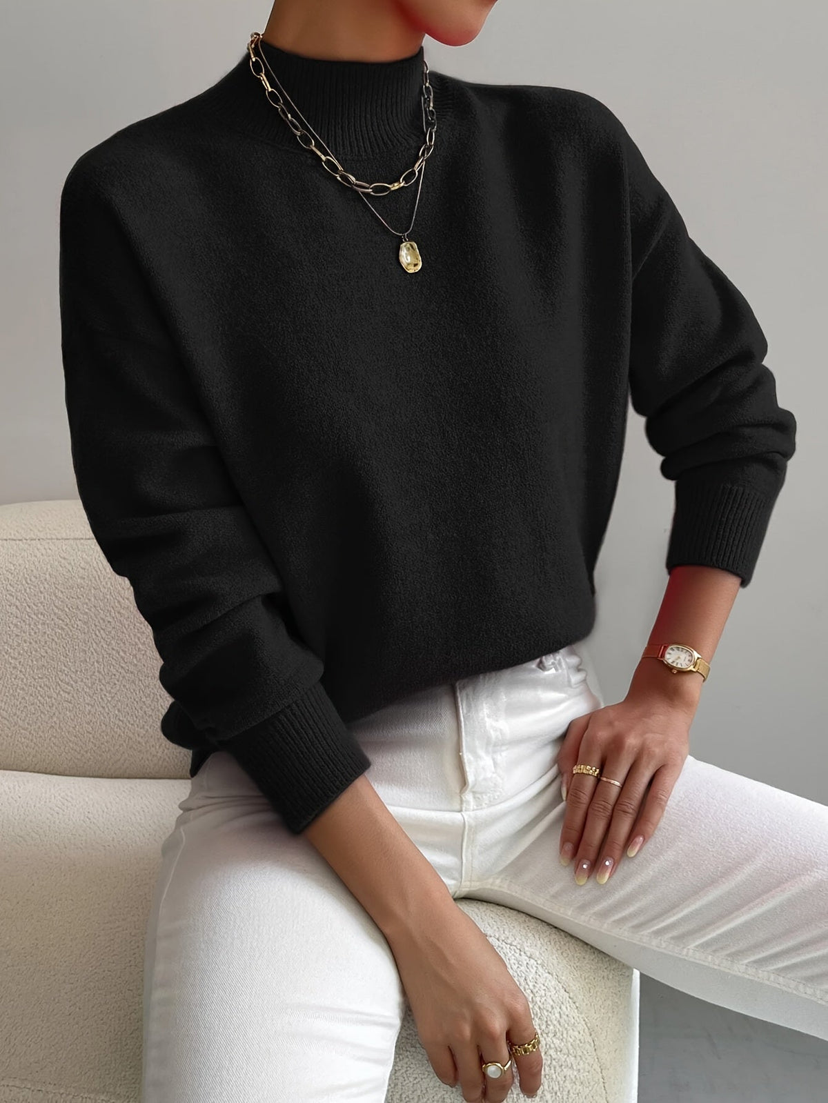 Christine | Elegant Soft-Knit High-Neck Sweater