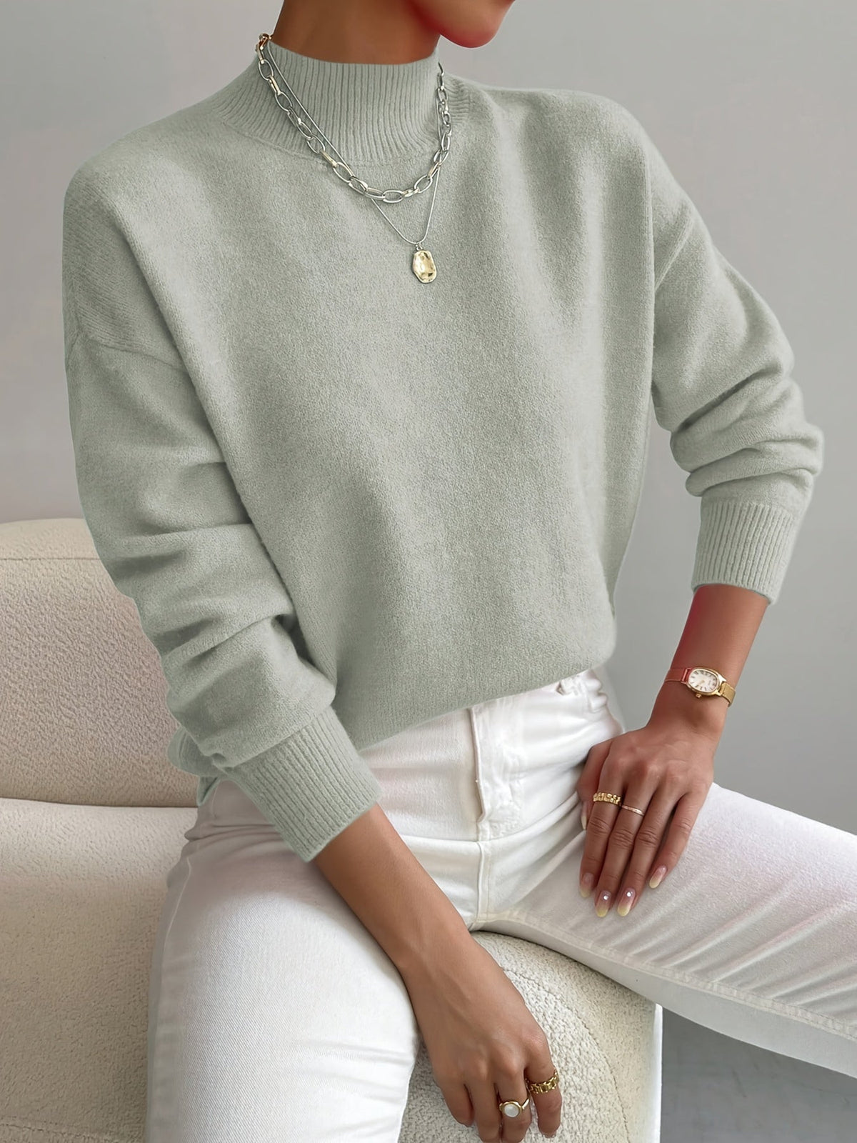 Christine | Elegant Soft-Knit High-Neck Sweater