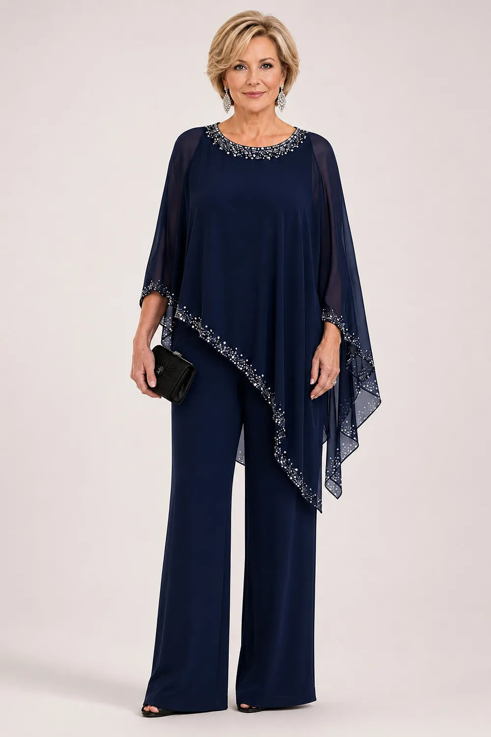 Celeste | Embellished Chiffon Cape Pant Set