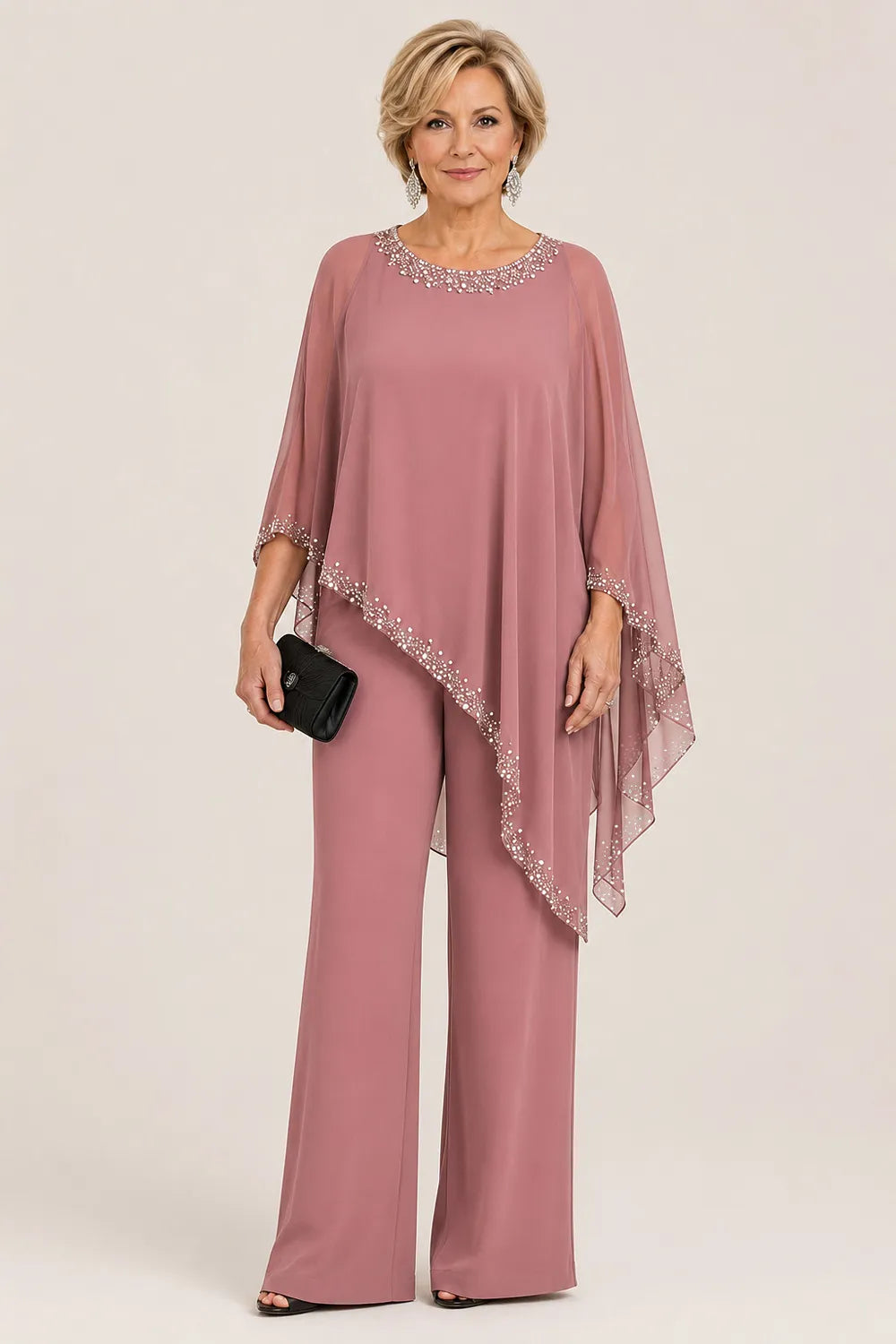 Celeste | Embellished Chiffon Cape Pant Set