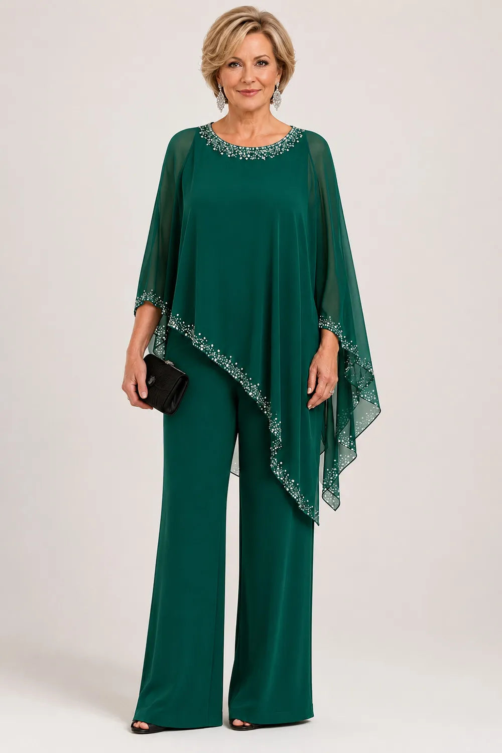 Celeste | Embellished Chiffon Cape Pant Set