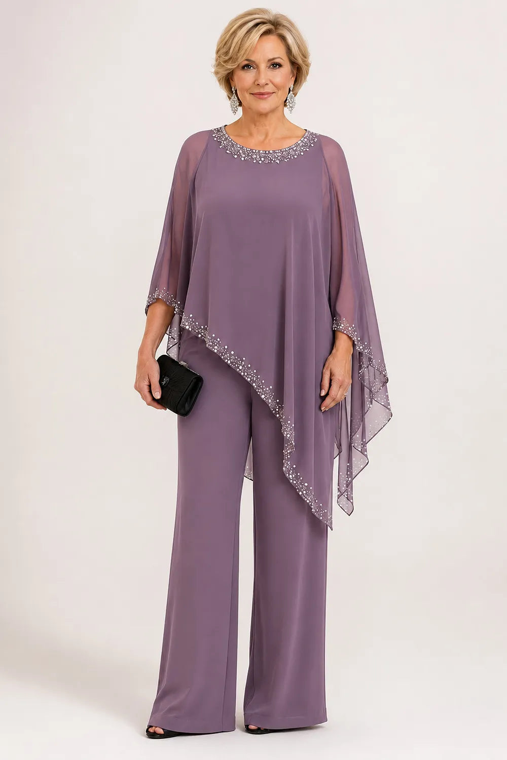 Celeste | Embellished Chiffon Cape Pant Set