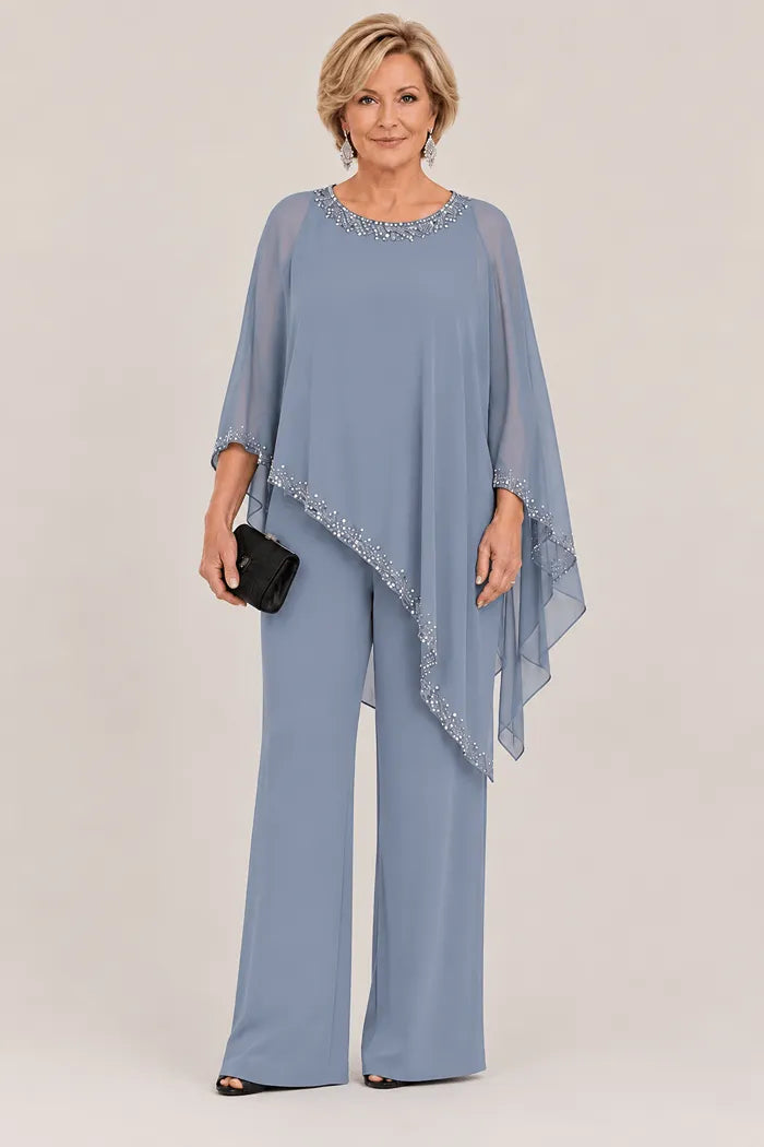 Celeste | Embellished Chiffon Cape Pant Set