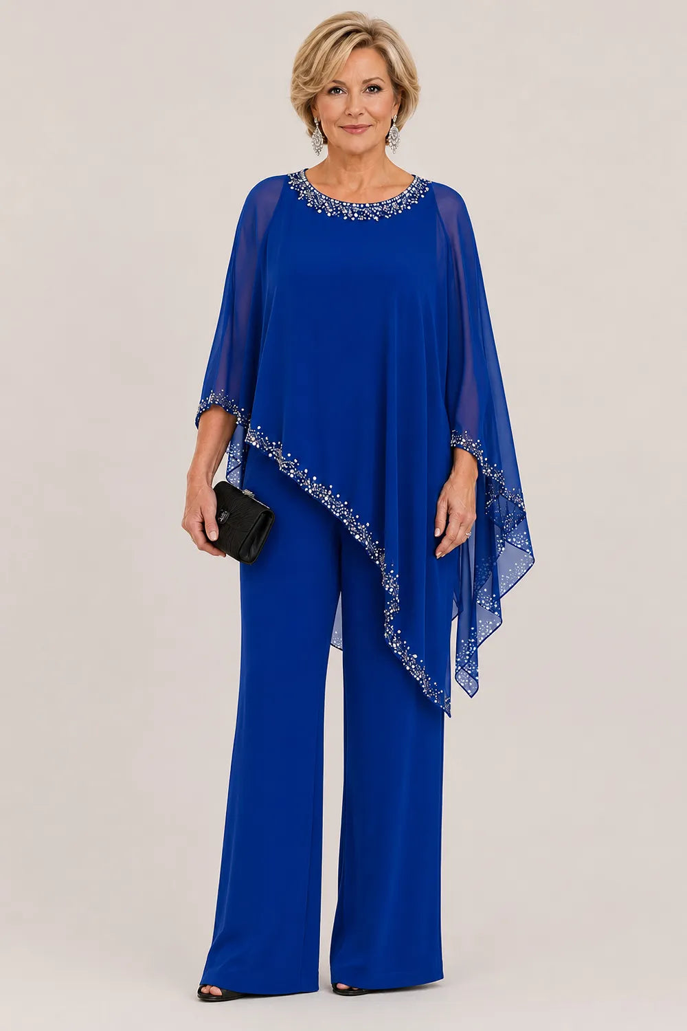 Celeste | Embellished Chiffon Cape Pant Set