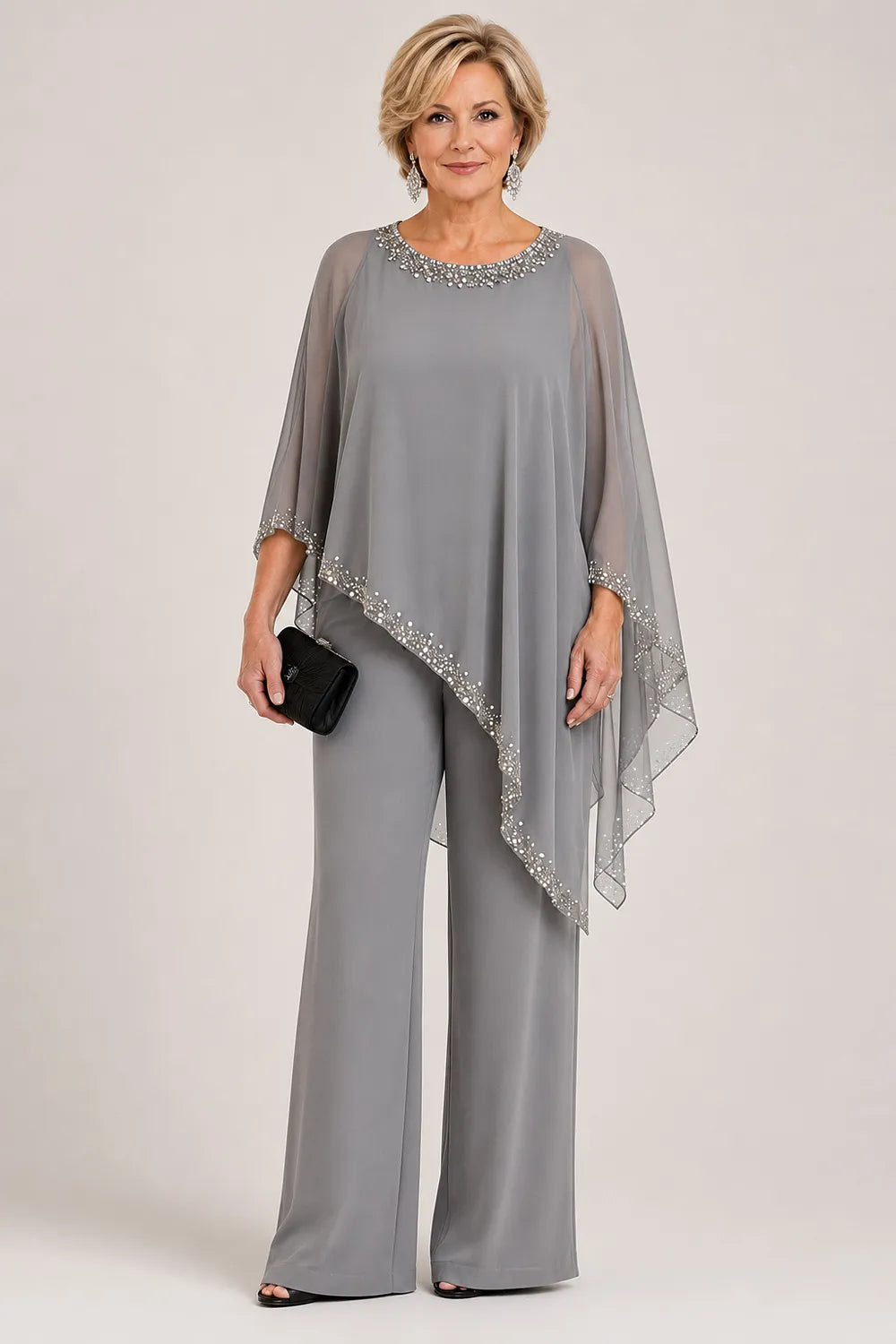 Celeste | Embellished Chiffon Cape Pant Set