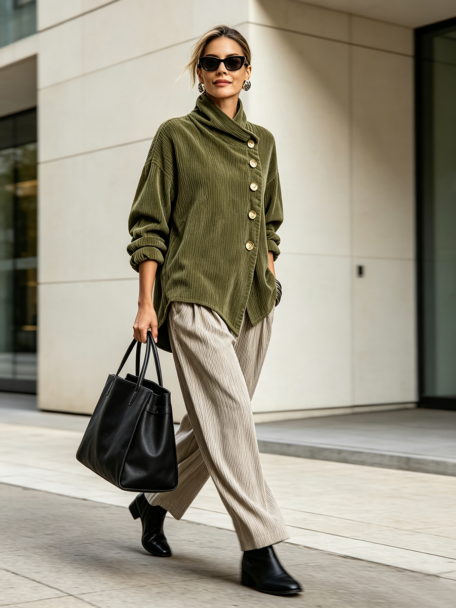 Sylvie | Elegant Wrap-Collar Oversized Jacket