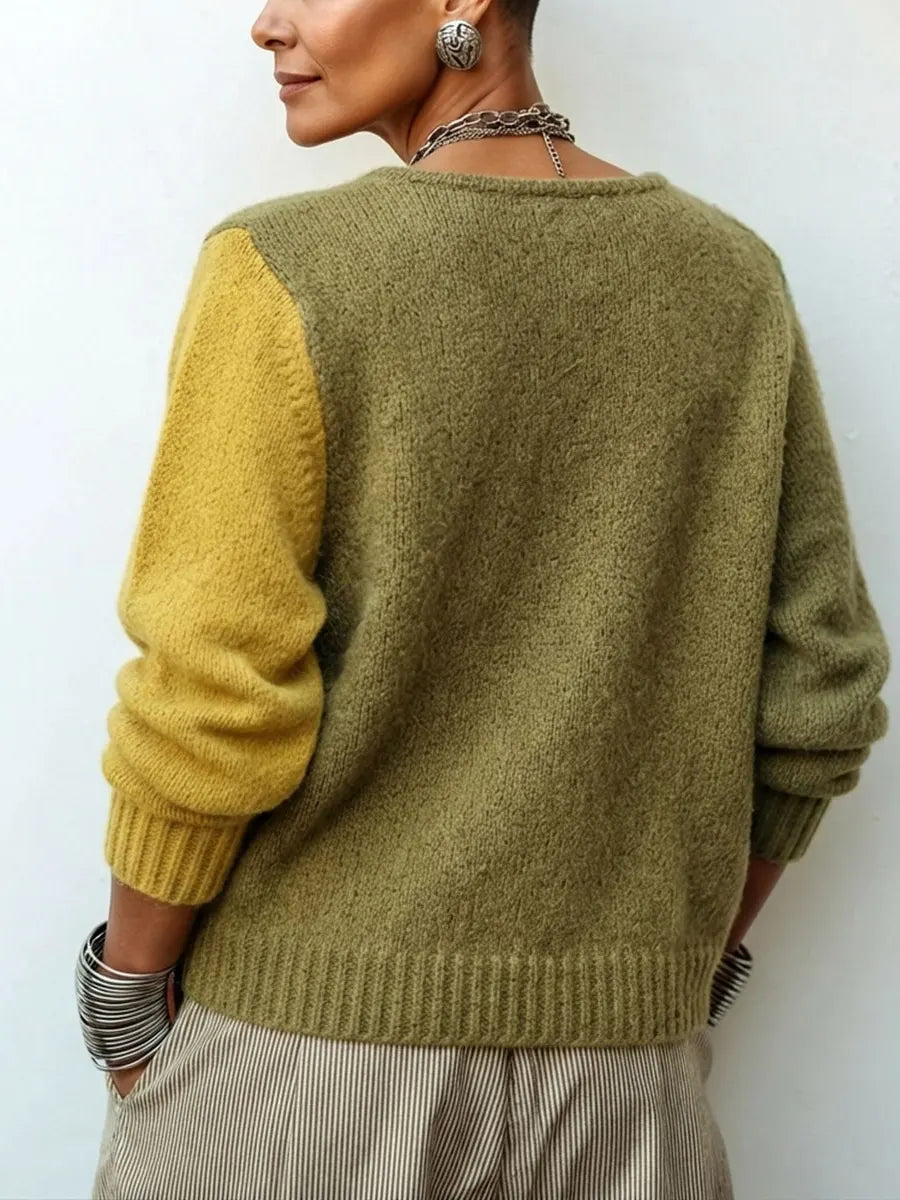 Elowen | Asymmetric Color-Block Knit Sweater