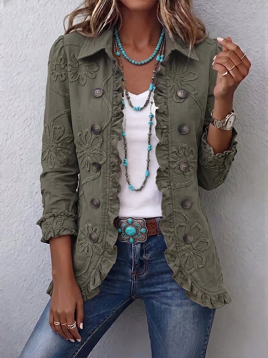Clara | Embroidered Ruffle Jacket