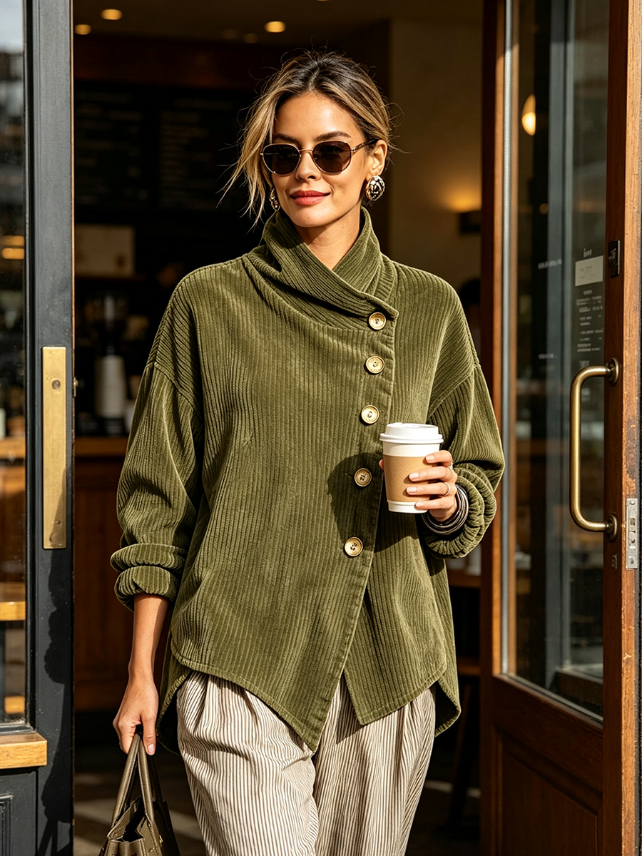 Sylvie | Elegant Wrap-Collar Oversized Jacket