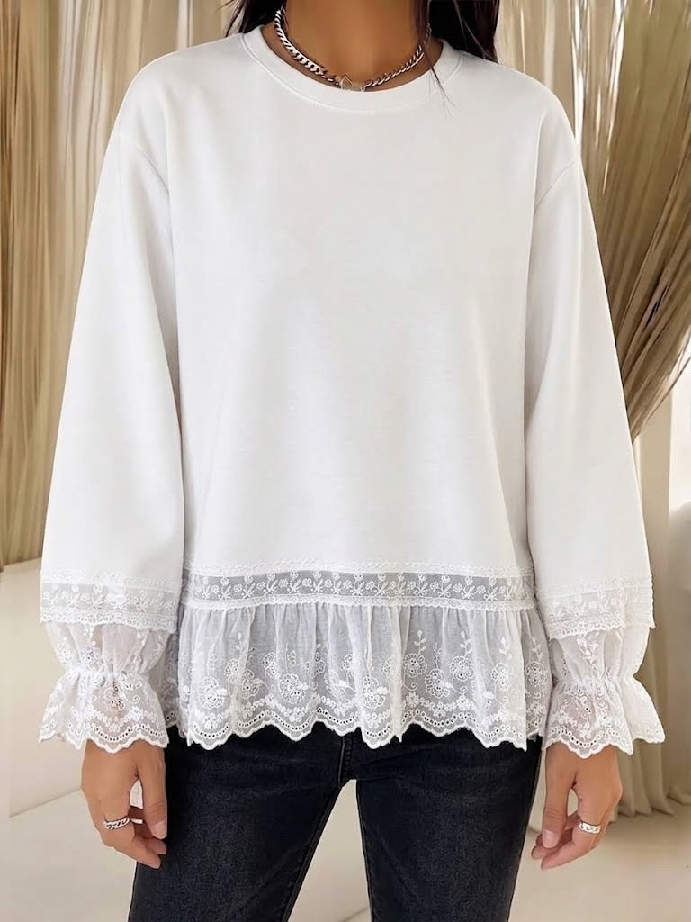 Gloria™ | Floral Lace-Trim Sweatshirt