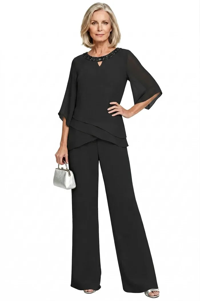 Victoria | Elegant Embellished Wide-Leg Pant Set