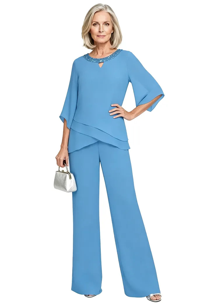Victoria | Elegant Embellished Wide-Leg Pant Set