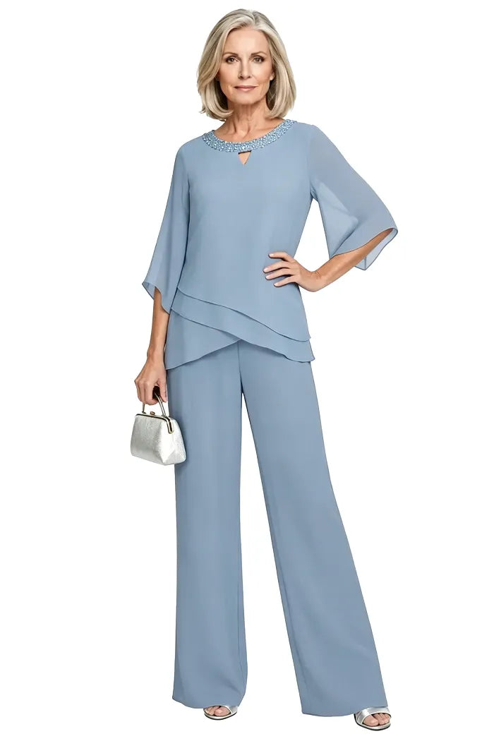 Victoria | Elegant Embellished Wide-Leg Pant Set