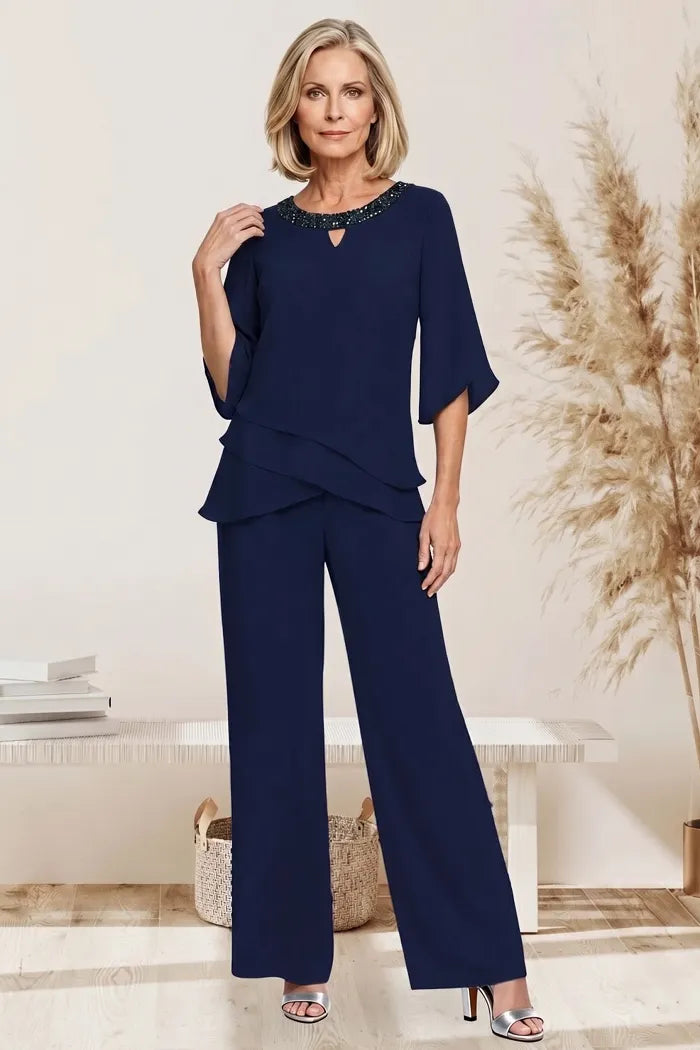 Victoria | Elegant Embellished Wide-Leg Pant Set