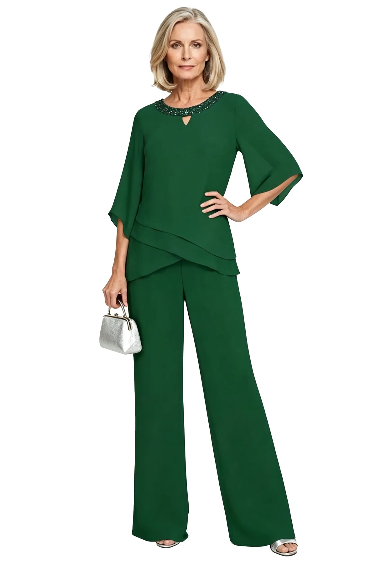 Victoria | Elegant Embellished Wide-Leg Pant Set