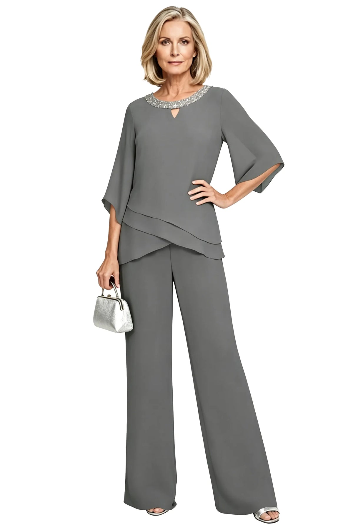 Victoria | Elegant Embellished Wide-Leg Pant Set