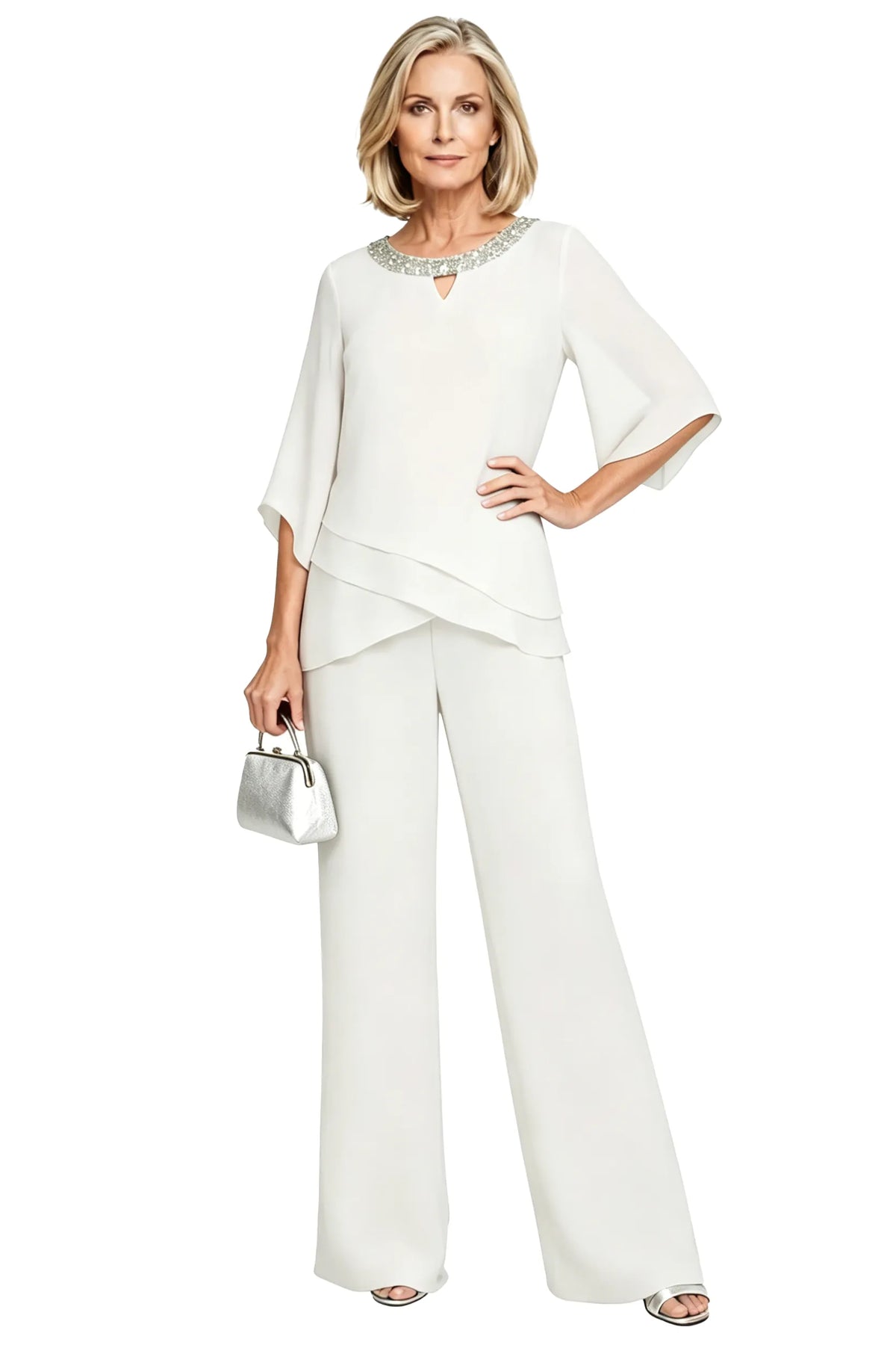 Victoria | Elegant Embellished Wide-Leg Pant Set