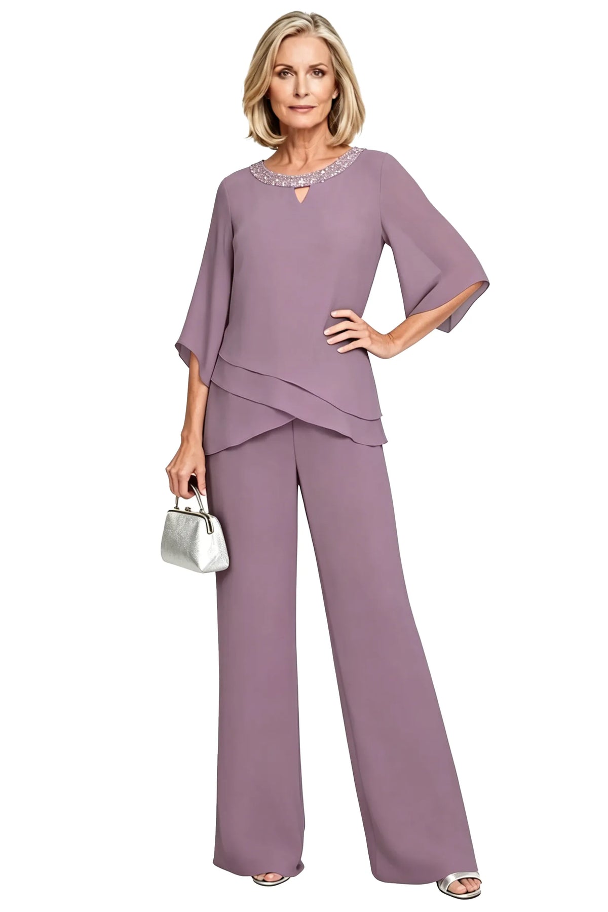 Victoria | Elegant Embellished Wide-Leg Pant Set