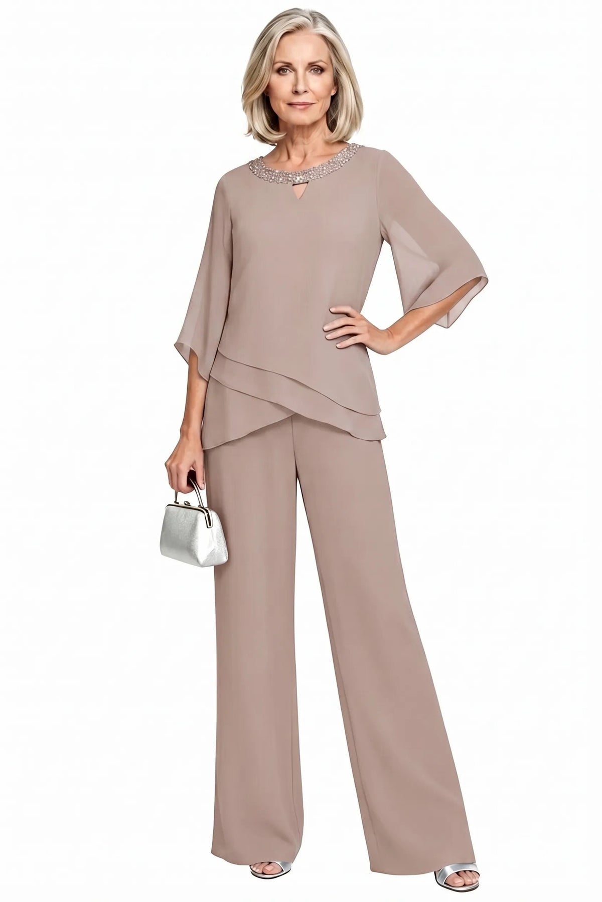 Victoria | Elegant Embellished Wide-Leg Pant Set