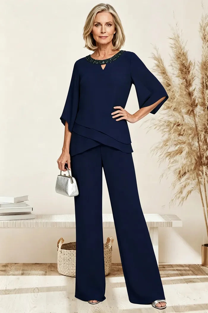 Victoria | Elegant Embellished Wide-Leg Pant Set