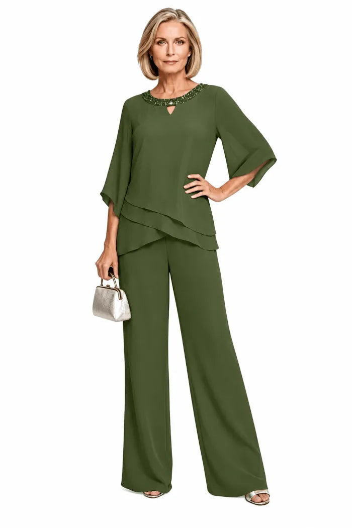 Victoria | Elegant Embellished Wide-Leg Pant Set