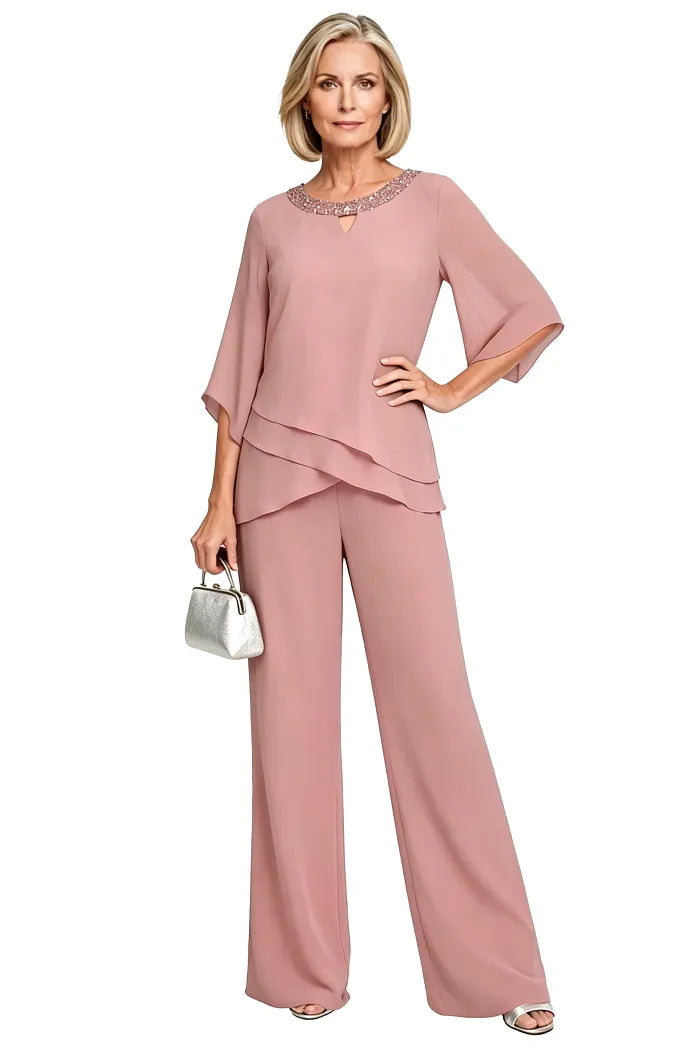 Victoria | Elegant Embellished Wide-Leg Pant Set