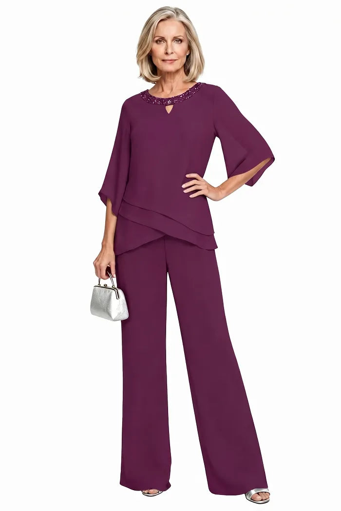 Victoria | Elegant Embellished Wide-Leg Pant Set