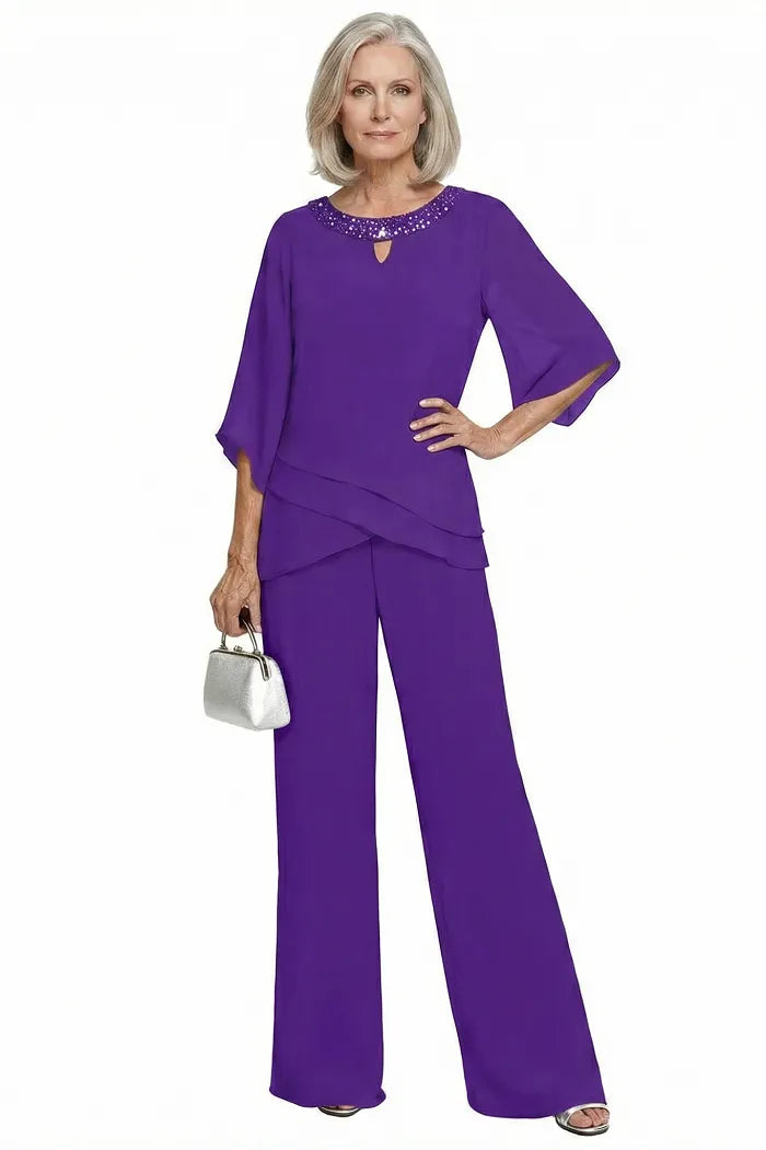 Victoria | Elegant Embellished Wide-Leg Pant Set