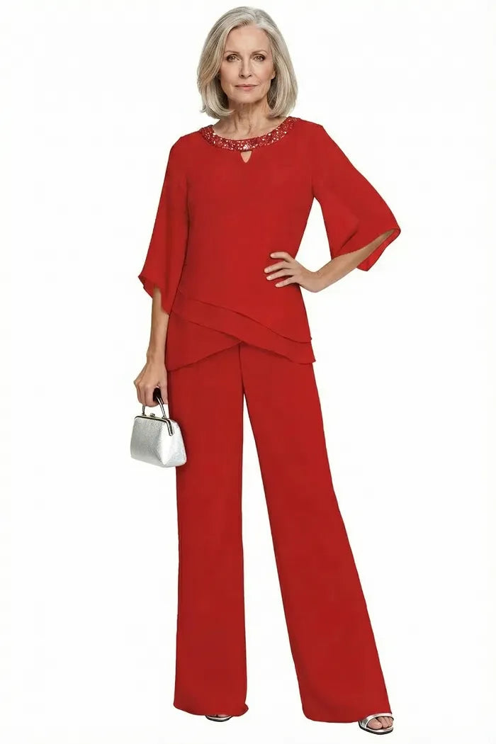 Victoria | Elegant Embellished Wide-Leg Pant Set