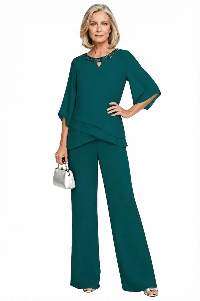 Victoria | Elegant Embellished Wide-Leg Pant Set