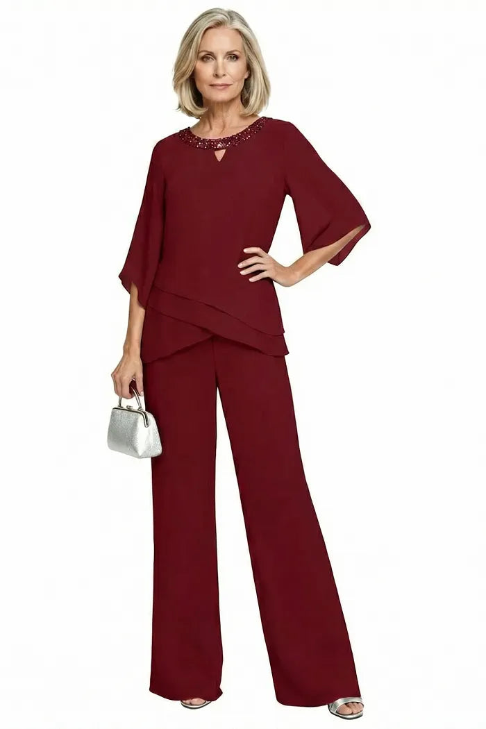 Victoria | Elegant Embellished Wide-Leg Pant Set