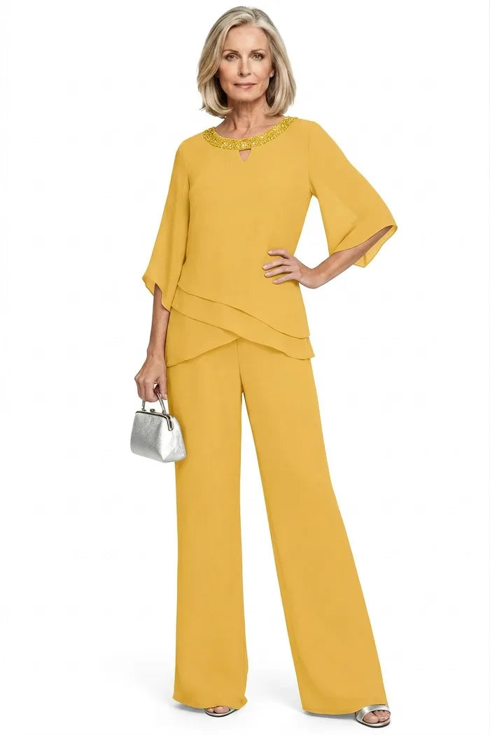 Victoria | Elegant Embellished Wide-Leg Pant Set